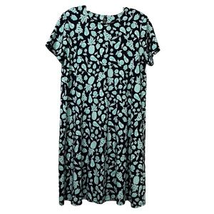 J. Jill Small Wherever Collection Fruit Print Short Sleeve Mini Swing Dress B2